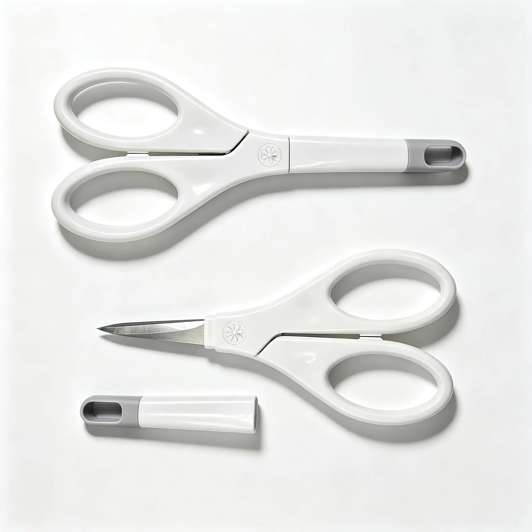2PCS Precision Craft Scissors, Stainless Steel Blades with Safety Cap, Ultra Sharp Tip, Available in Gold, Green, Gray, For Pape Zpaxo Light Grey