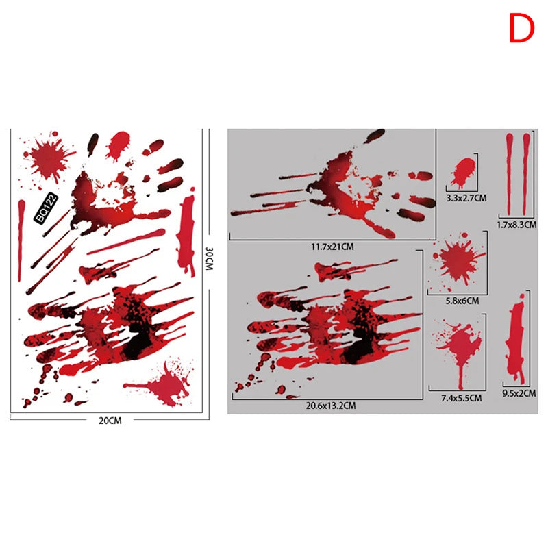 MHalloween Stickers Horror Blood Hand Print Door Window Bathroom Zpaxo BQ122