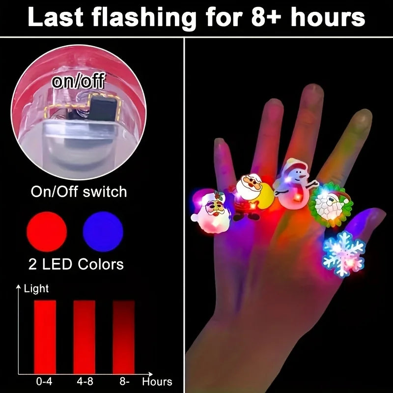 LED Christmas Party Favor Rings Glowing Finger Ring Cute Cartoon