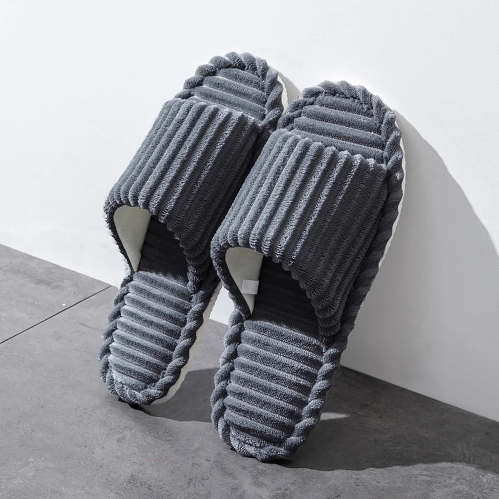 Open-toe Breathable House Slippers Women Non-slip Indoor Flat Comfort