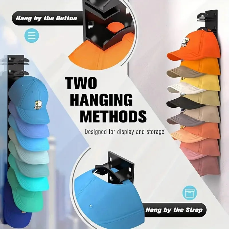2026 Hot 10Grids Wall Mounted Cap Rack Hat Holder Baseball Cap Towel Rack Holder Closet Hanger Storage Organizer Space Saving Zpaxo