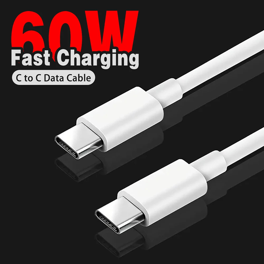 1m-2m 60W C Quick Charge Cable Fast Charger Cord USB Cables Phone Zpaxo White 2m