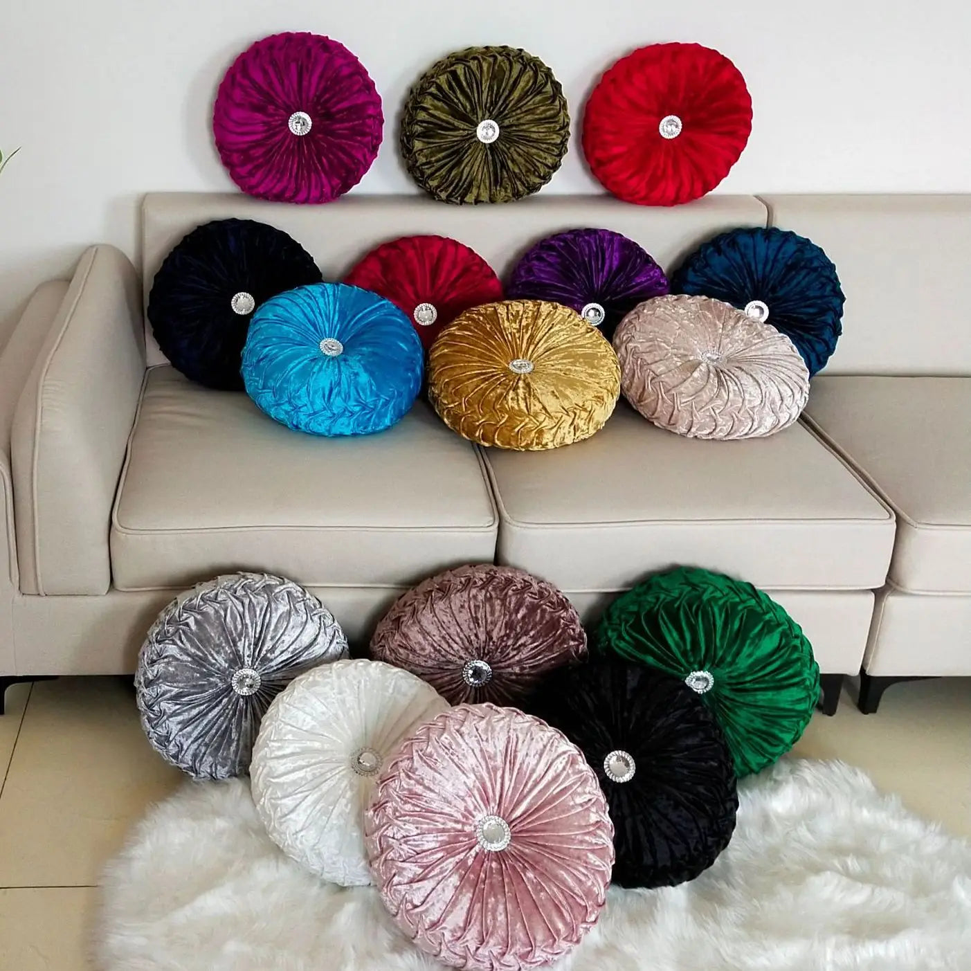 Floating Window Cushion Nordic Pumpkin Pillow in Living Room Solid Color with Diamond Wheels Round PuTuan Tatami Plush Pillow Zpaxo
