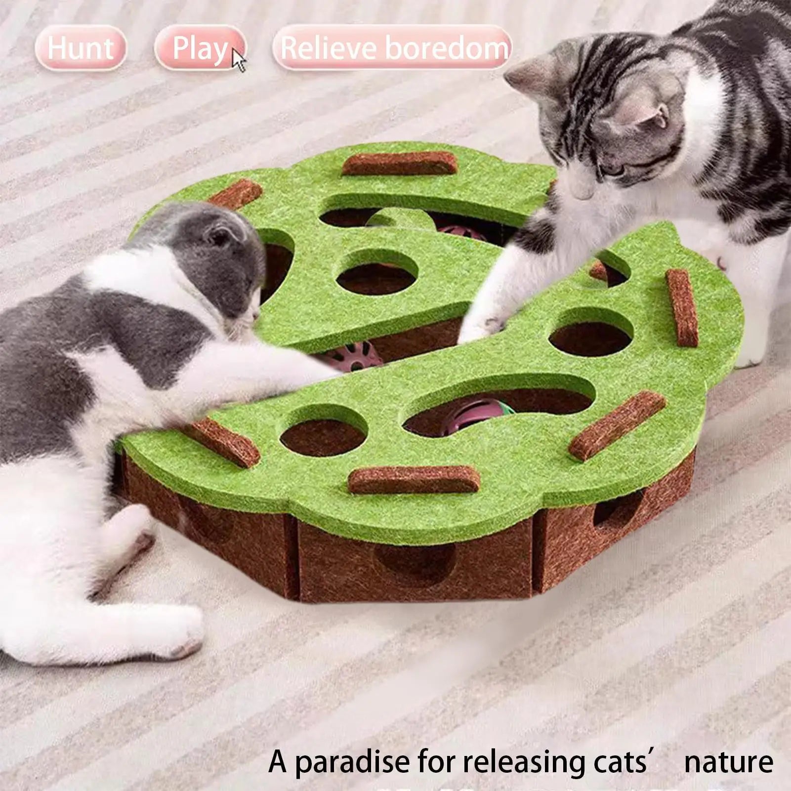 Interactive Cat Toys Felt Puzzle Box Bell Scratching Post Sisal
