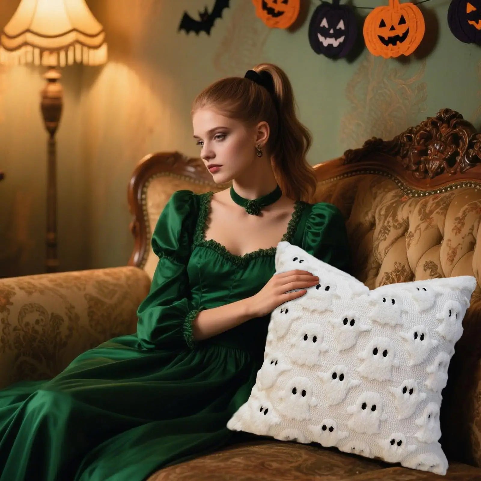 Halloween Pillow Covers 45x45cm Ghost Plush Pillowcase Soft Decor