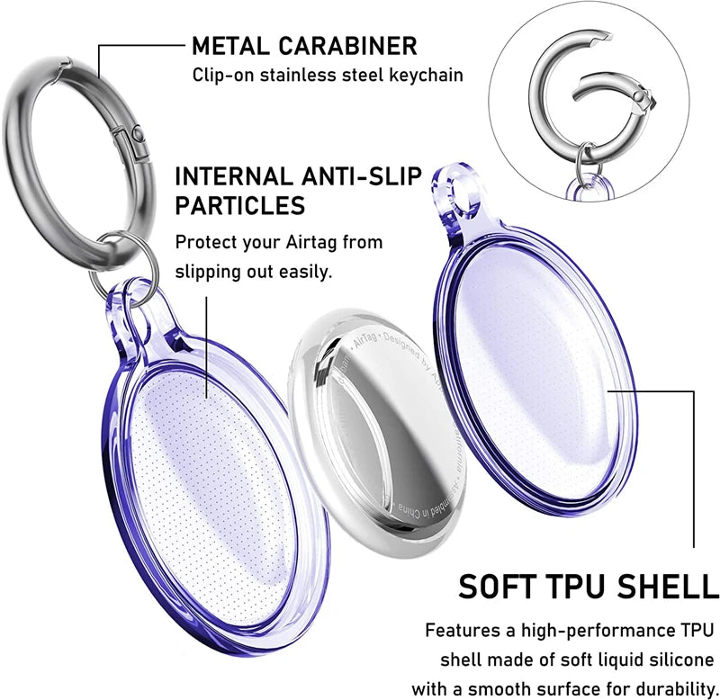 For Apple Airtag Case Transparent Waterproof TPU Cover With Anti-lost Keychain For Airtag Case Luggage Backpack Protective Cover Zpaxo
