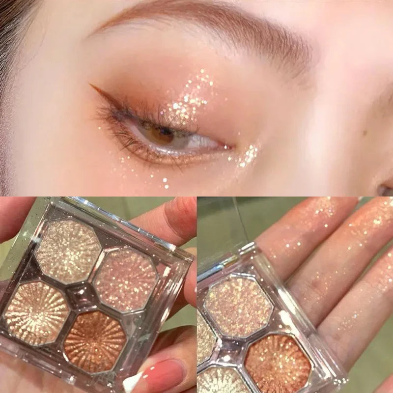 Four-color Eyeshadow Palette Chocolate Brown Daily Bright Shiny Matte