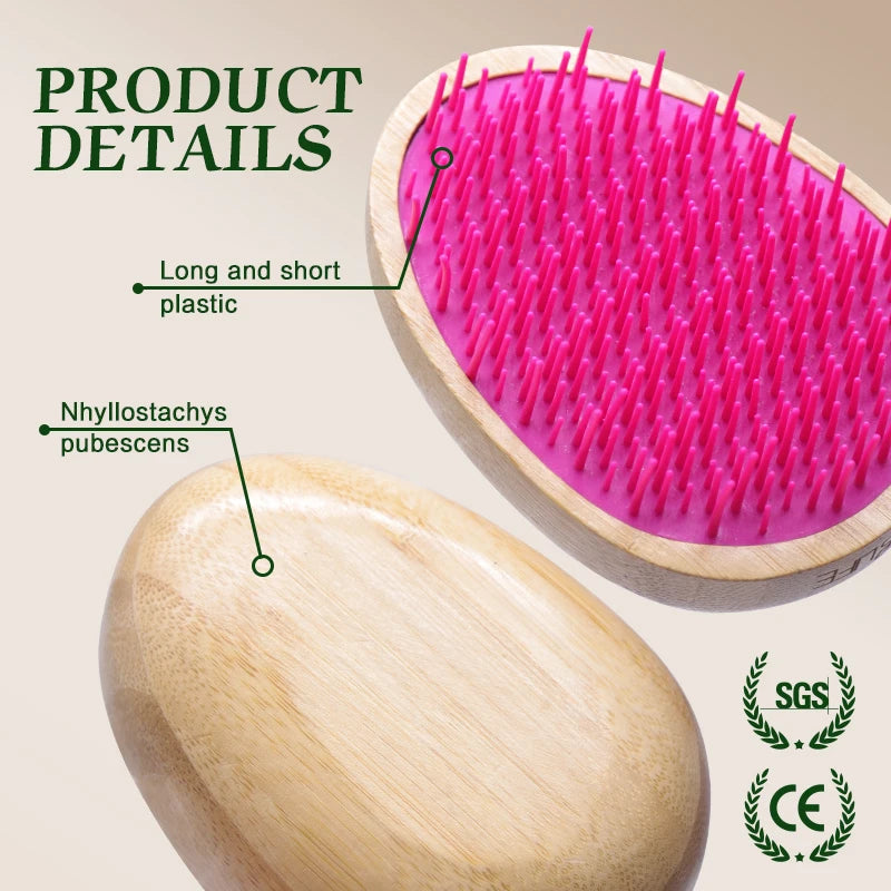 Custom Hair Brush For Women Egg Shape Anti Static Styling Bamboo Comb for Hair Scalp Massage Bamboo Hairbrush Portable Travel Zpaxo