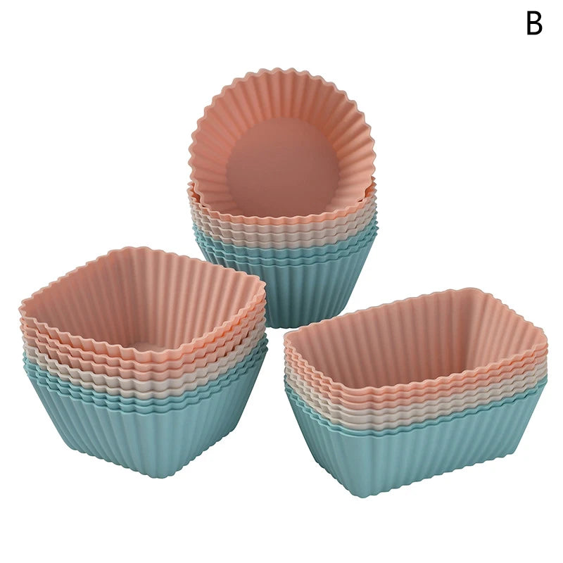 M12pcs Reusable Silicone Cupcake Baking Cups Non-stick Muffin Liners Zpaxo B
