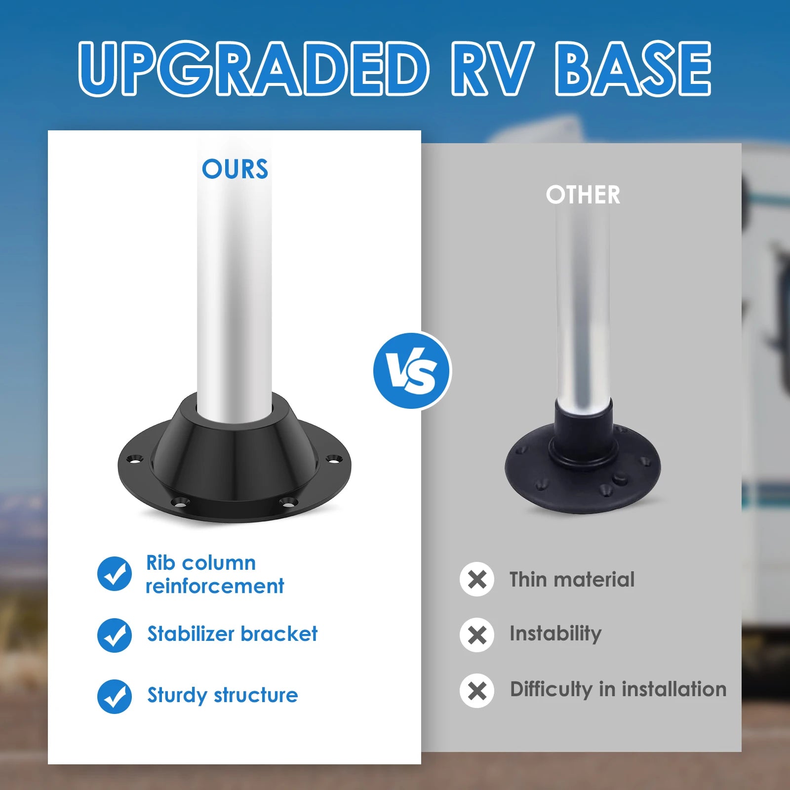 2Pcs RV Table Base Aluminium Alloy Anti-rust Yacht Table Pedestal Table Base Flange Standard Table Floor Mounting Bracket Bases Zpaxo