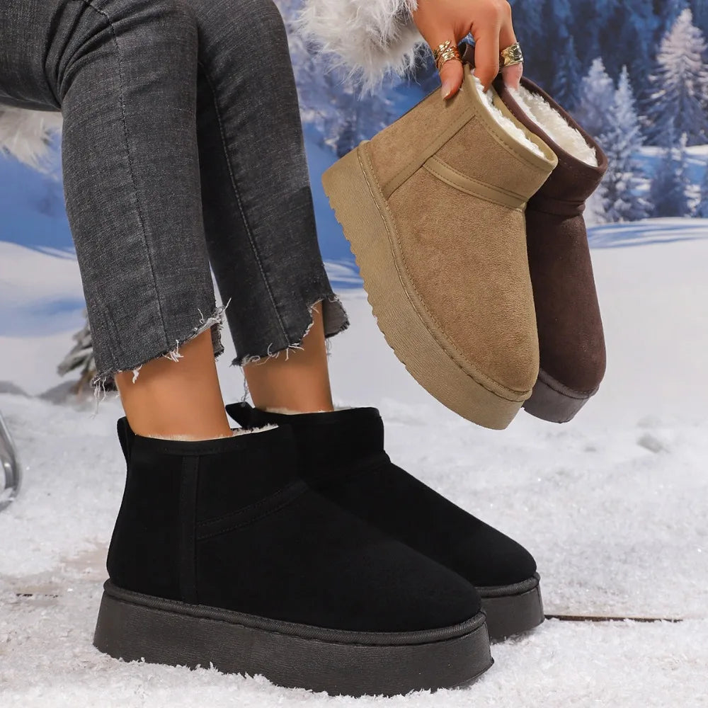 Winter Thick Bottomed Lined Large Head Snow Boots Women Warm Short