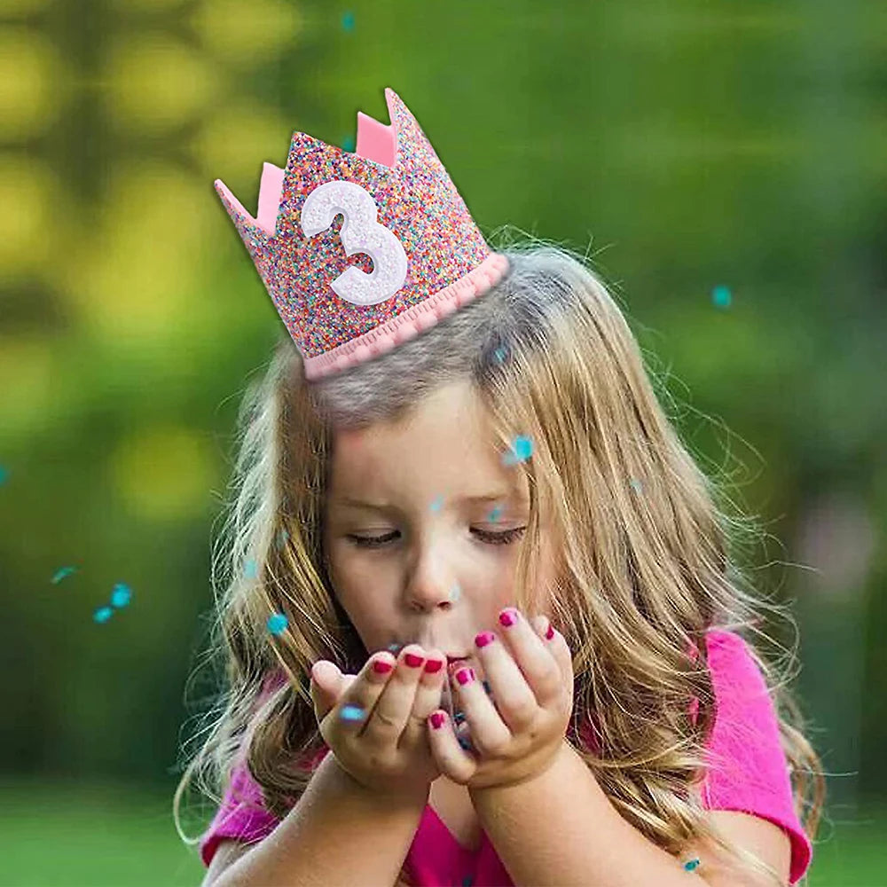 Pink Princess Crown Baby Birthday Party Hat Half Year Old 1st 2nd 3rd