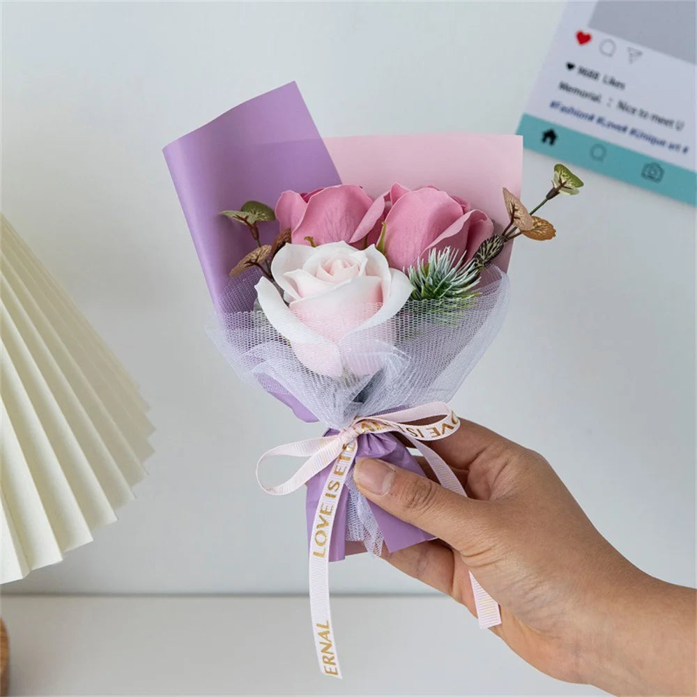 3-Head Soap Rose Bouquet – Floral Gift & Home Decor