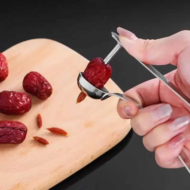 Portable Jujube Core Remover Stainless Steel Cherry Pit Corer Fruit Remover Tool Olive Red Dates Pitting Device for Red Dates Zpaxo