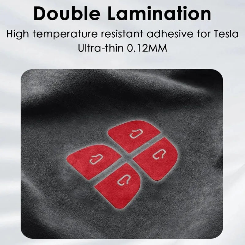 Suede Door Switch Button Trim Stickers Tesla Model 3 Y Highland