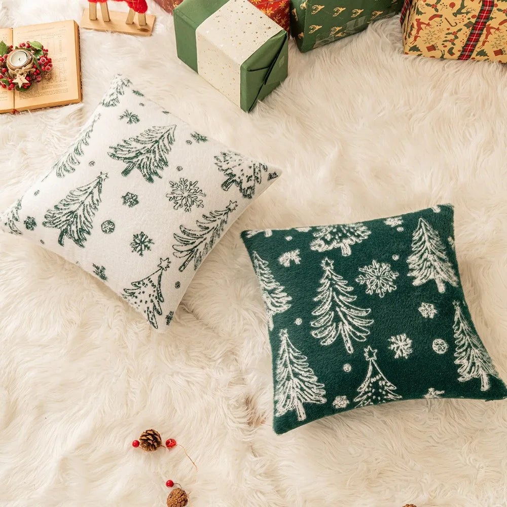 Christmas Tree Knitted Pillow Cover – Soft Festive Cushion Case Cushion Cover Zpaxo