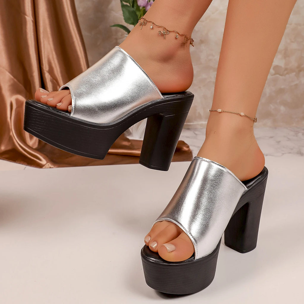 Women Sandals Chunky Platform Sandals Women Summer Peep Toe High Heels Shoes Woman Plus Size Outdoor Thick Heeled Slippers Zpaxo