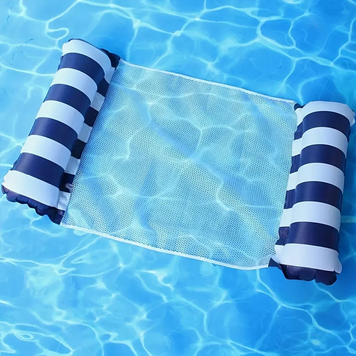 Foldable Striped Inflatable Lounge Chair, Suitable For Swimming Pool Parties And Beach Leisure Floating Beds With Net Backrest Zpaxo
