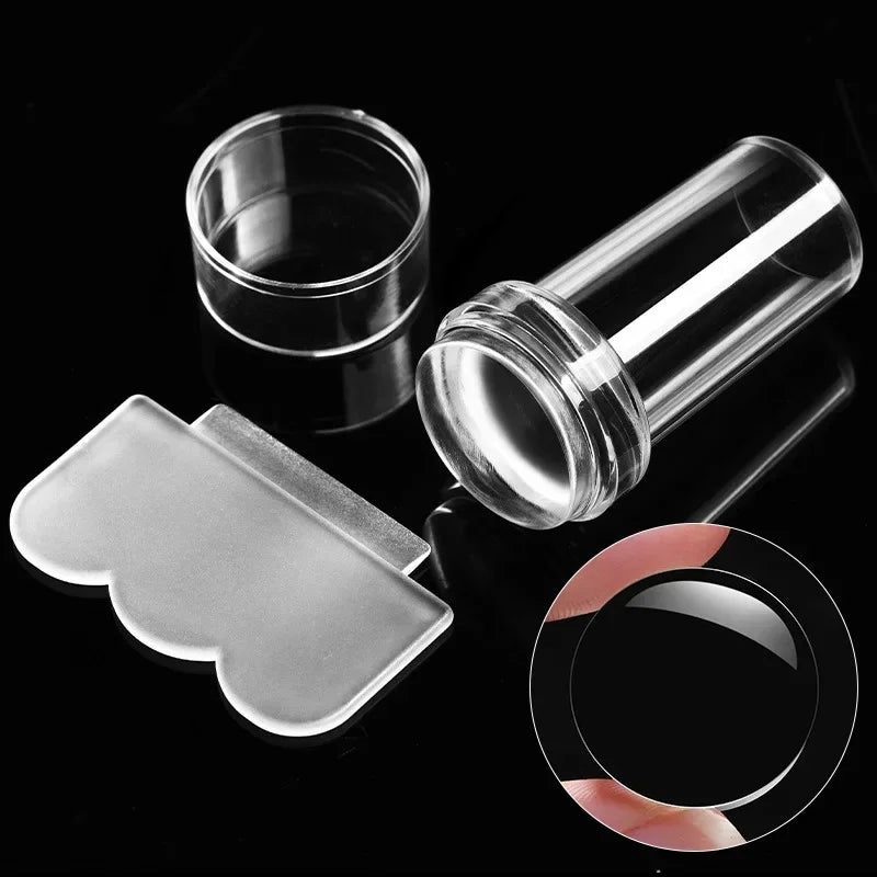 Nail Stamping Plates Pure Clear Jelly Nails Art Stamper Scraper Set Print Silicone Marshmallow Design Manicure Accessories Tool Zpaxo