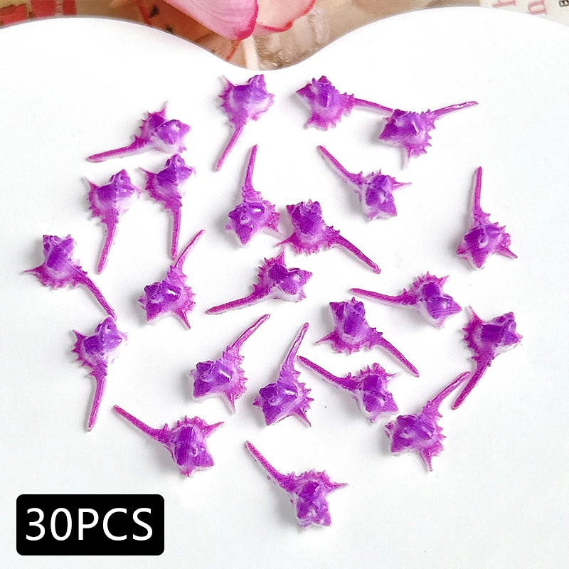 30PCS 3D Ocean Series Resin Nail Charms Summer Nail Rhinestones Creative Starfish Shell Nail Art Decorations for DIY Manicure Zpaxo 10-30pcs