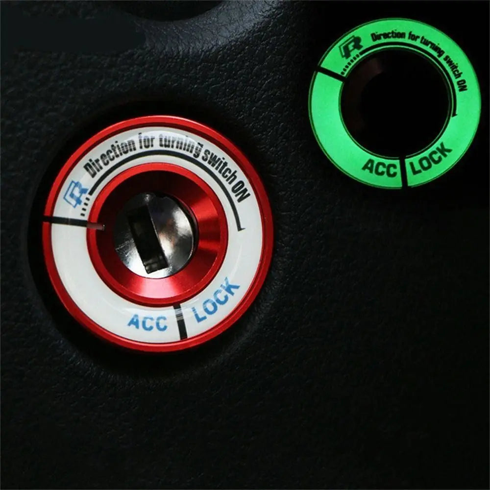 Aluminum Alloy Start Stop Button Car Decor Start Button Cover Ignition Switch Cover Ignition Key Ring Cover Car Switch Sticker Zpaxo