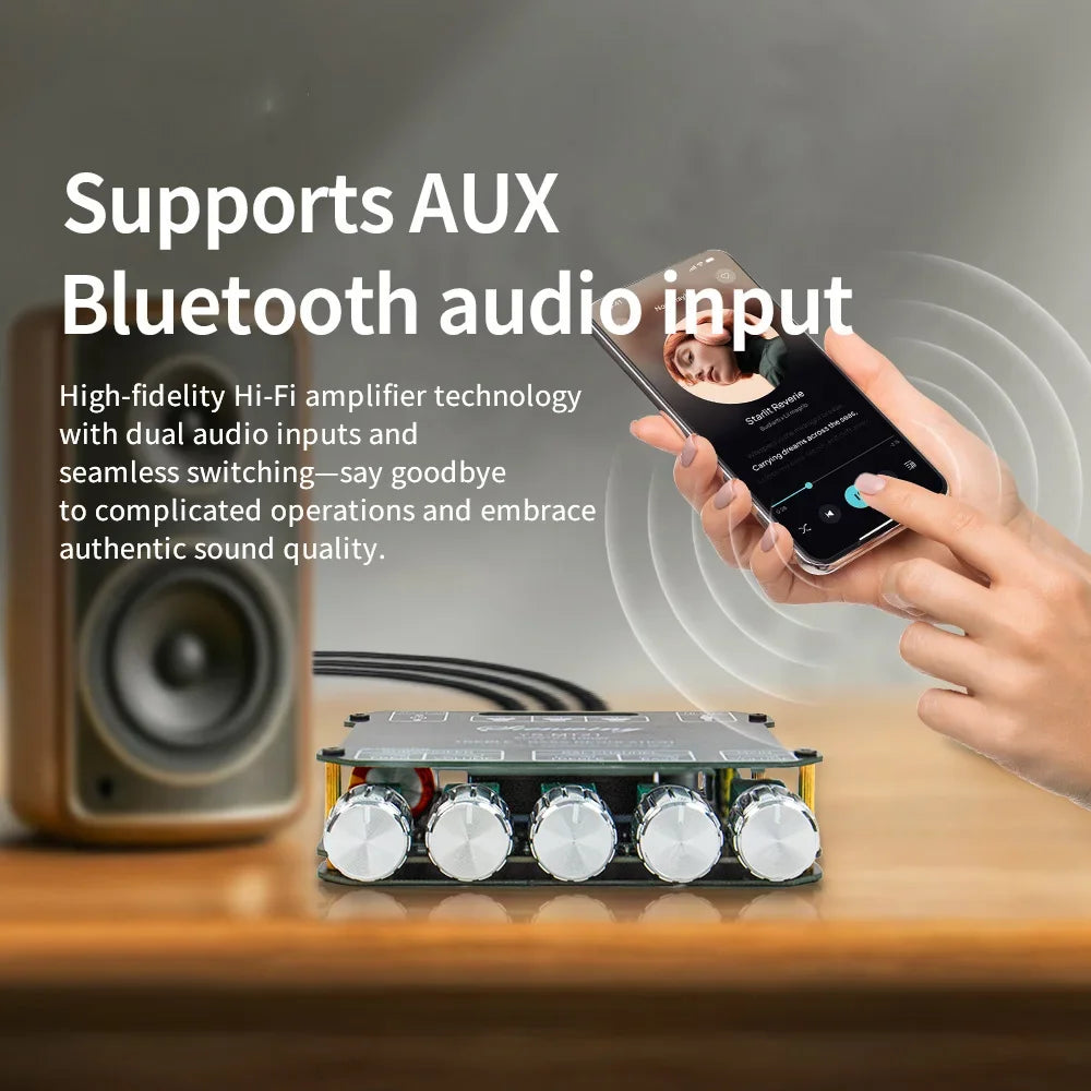 2.1 Channel BT Amplifier Board with Treble & Bass Control Subwoofer BT5.0 Audio Receiver for DIY Speakers and Home Audio YS-MT21 Zpaxo