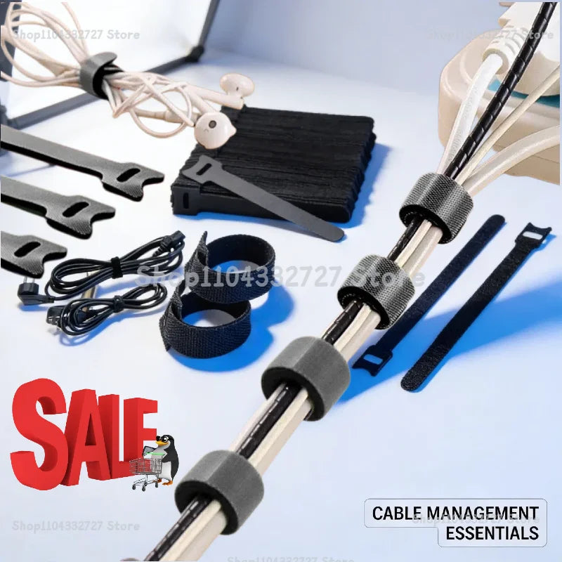 Releasable Cable Organizer Ties Mouse Earphones Wire Management Nylon Cable Ties Reusable Loop Hoop Tape Straps Tie Zpaxo