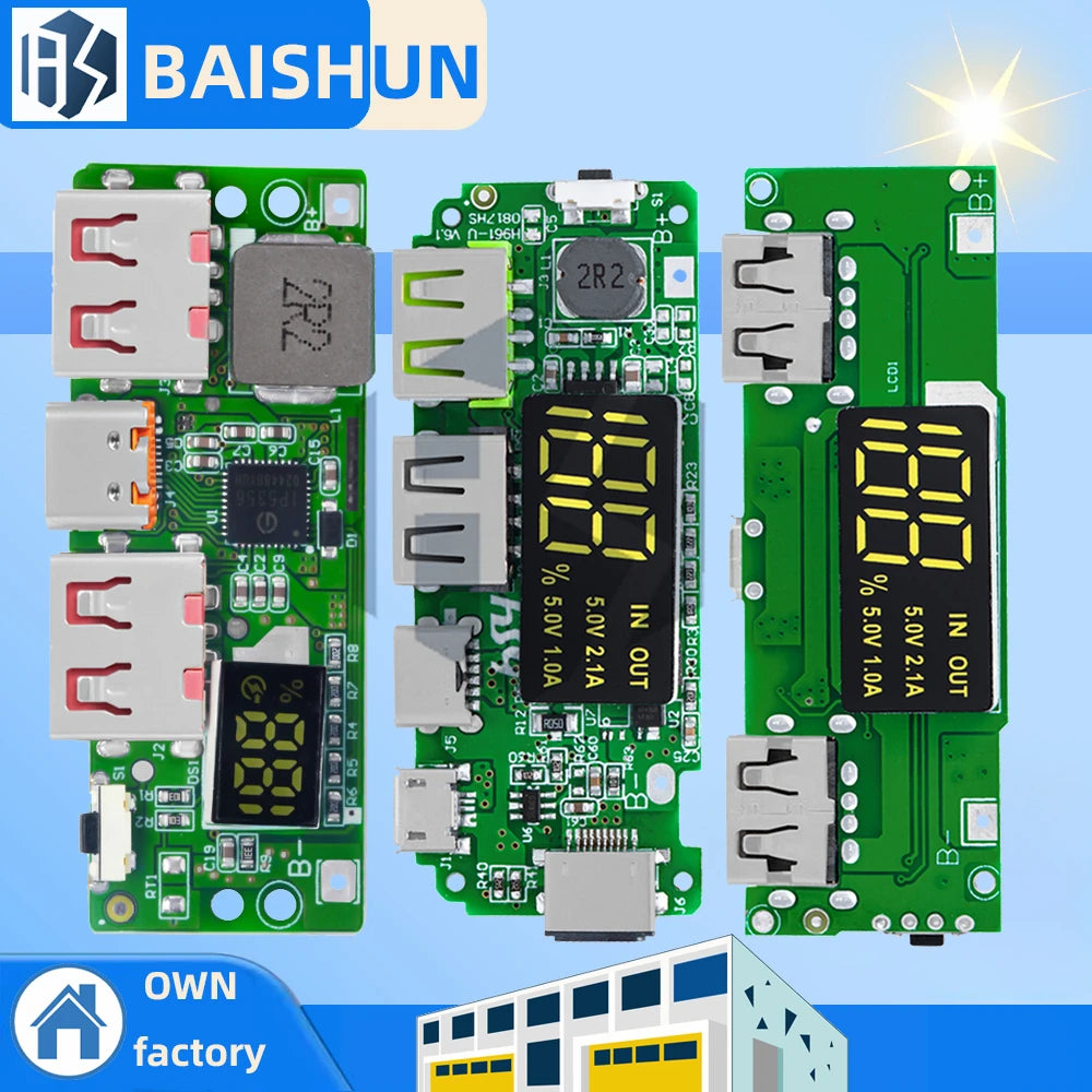 5V 2 4A Dual USB-A Power Bank Module Micro USB Type-c Input 18650 Zpaxo