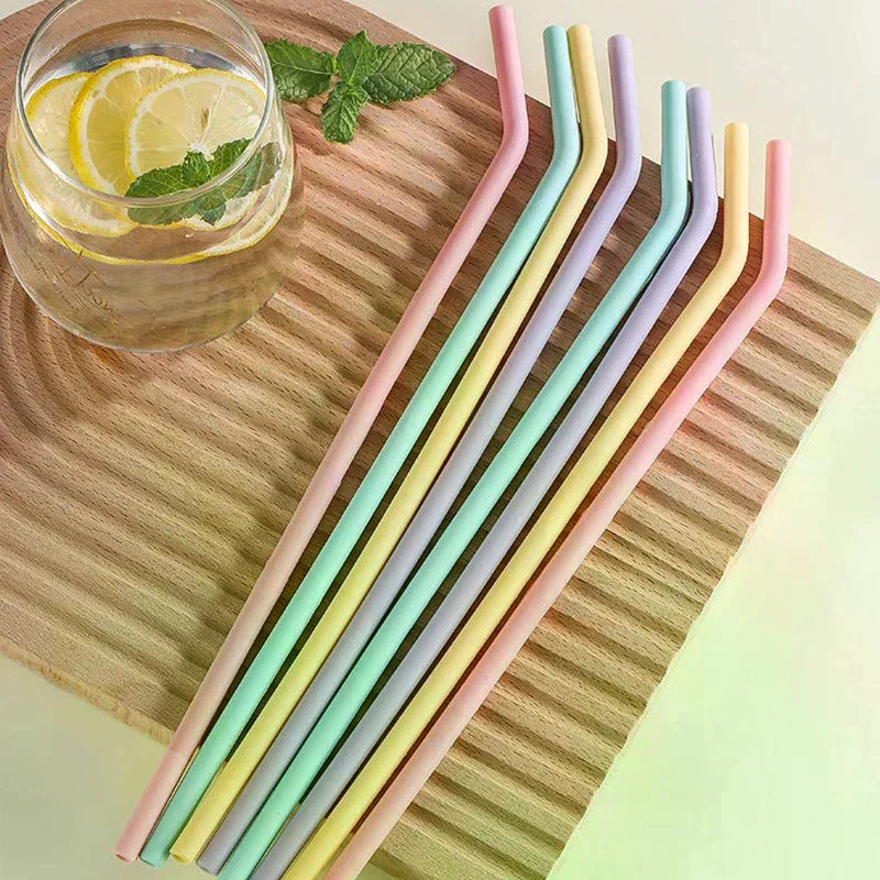 Children Drinking Water Drinks Juice Curved Straws Reusable Cocktail Zpaxo