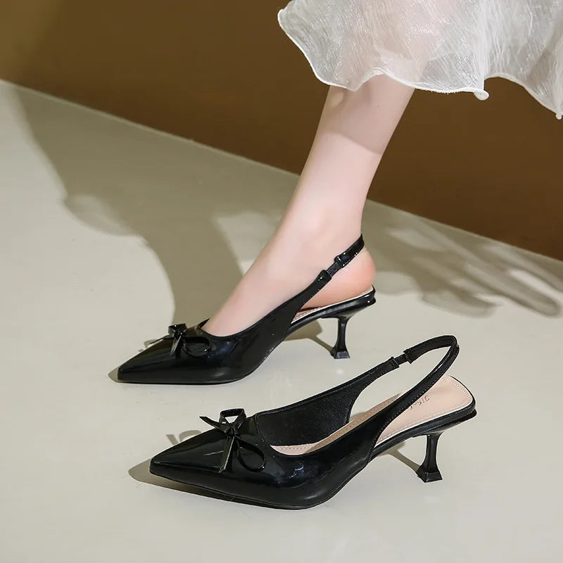 Fashion Butterfly-knot Footwear Women Medium Heels Pumps Shoes
