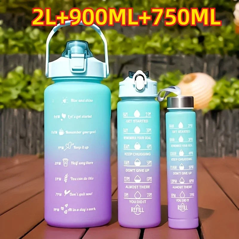 1- Sports Water Bottle Running Drinking Motivational Time Marker