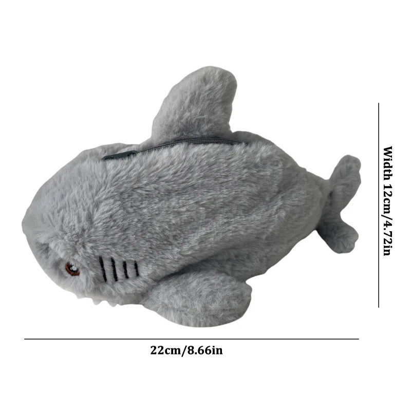 Cute Plush Ocean Shark Pencil Case Cosmetic Bag Portable Large Capacity Pen Pouch Stationery Storage Box School Office Supplies Zpaxo One size