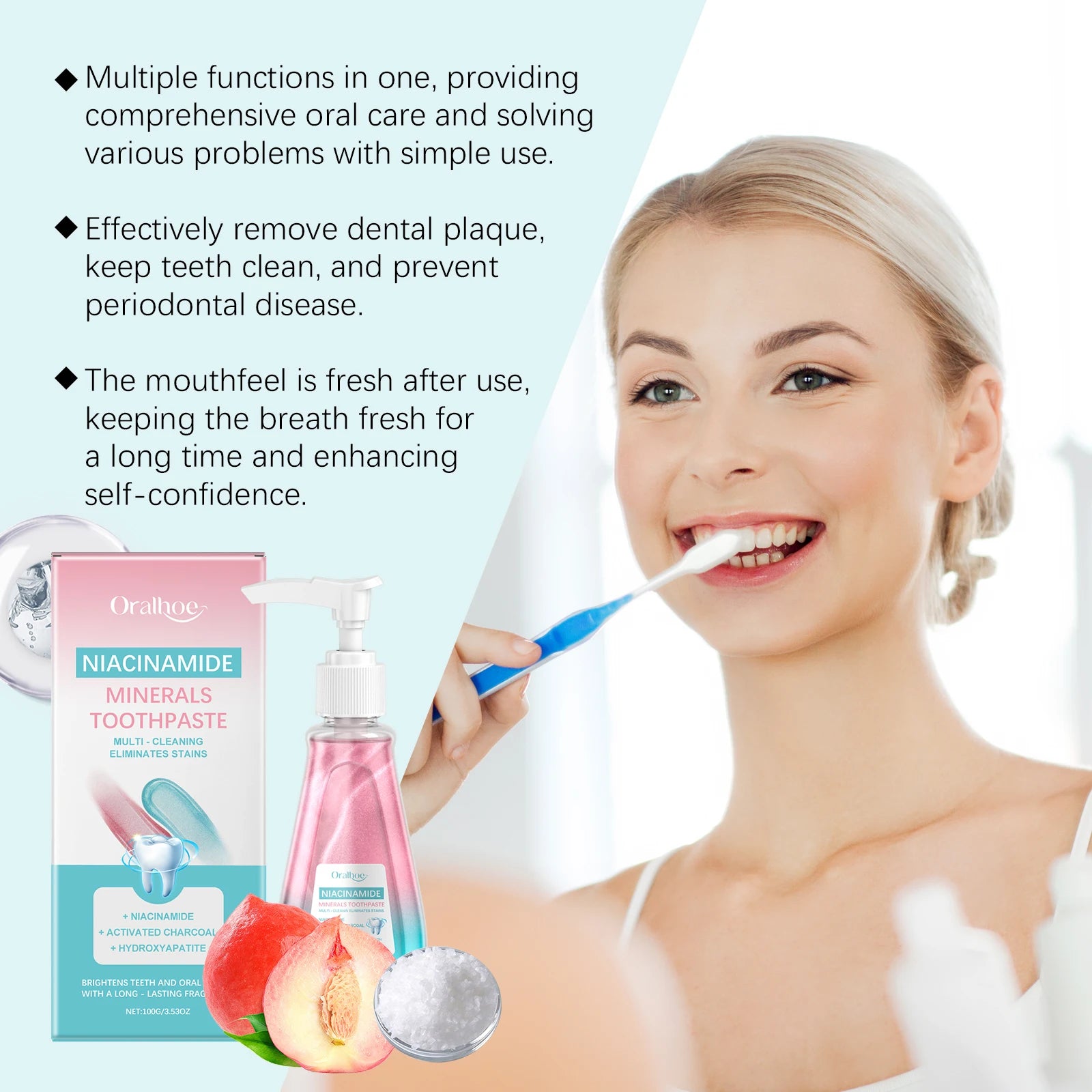 Niacinamide Bleaching Toothpaste Remove Tartar Reduce Tooth Plaque Stains Clean Oral Hygiene Breath Teeth Whitening Toothpaste Zpaxo
