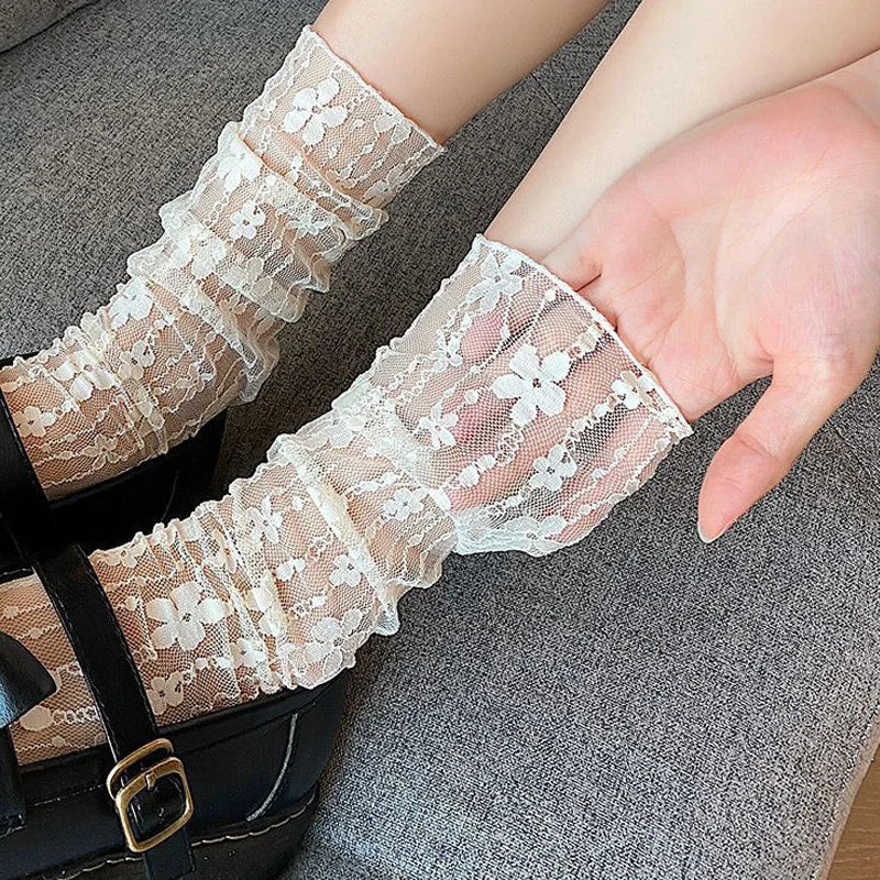 1 Pair Girls' Fashion Summer Hollow Out Soft Fresh Lace Flower Chic