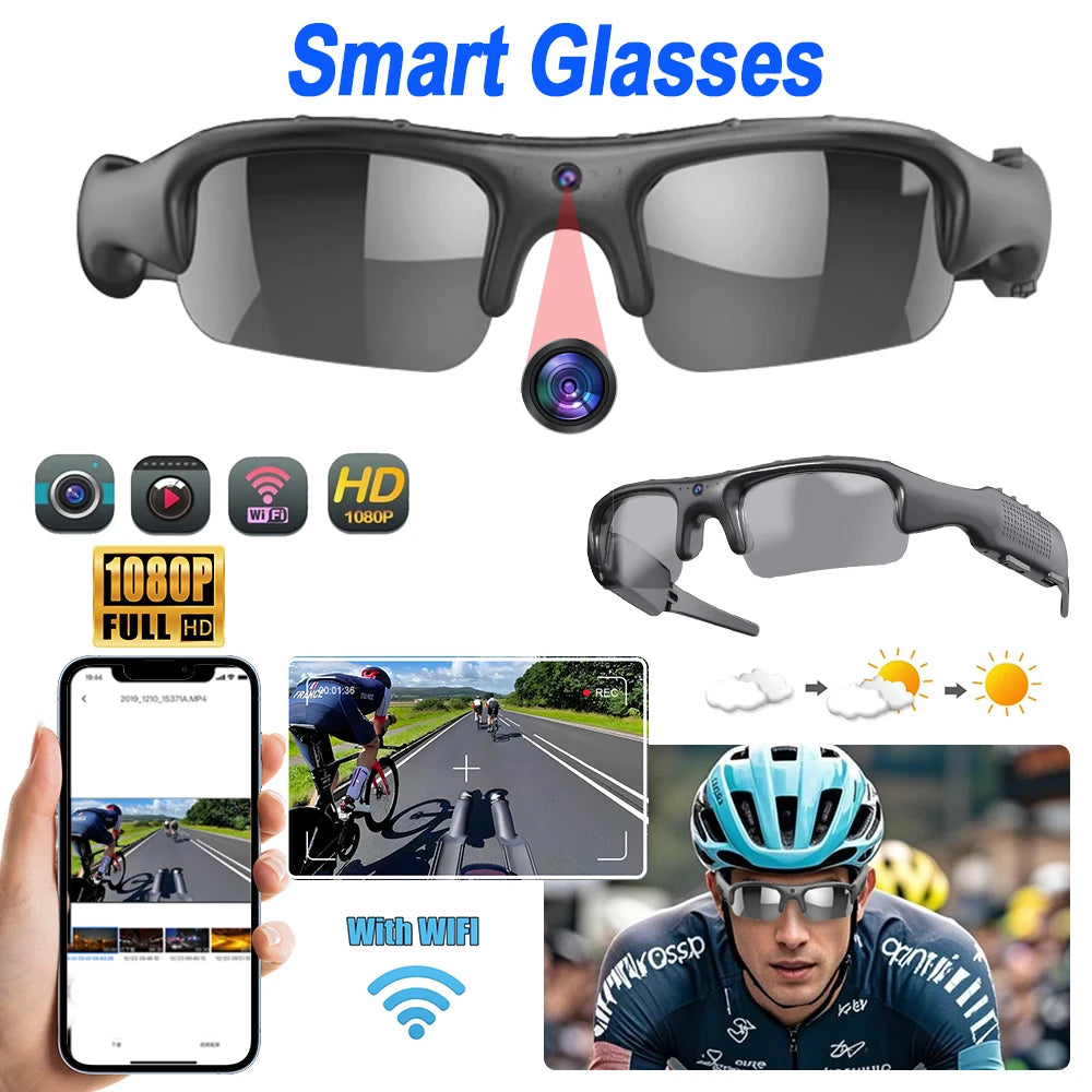 HD 1080P Mini Glasses Camera Portable Outdoor Security Sports DV Video Recorder Surveillance Camcorder For Driving , Riding Cam Zpaxo