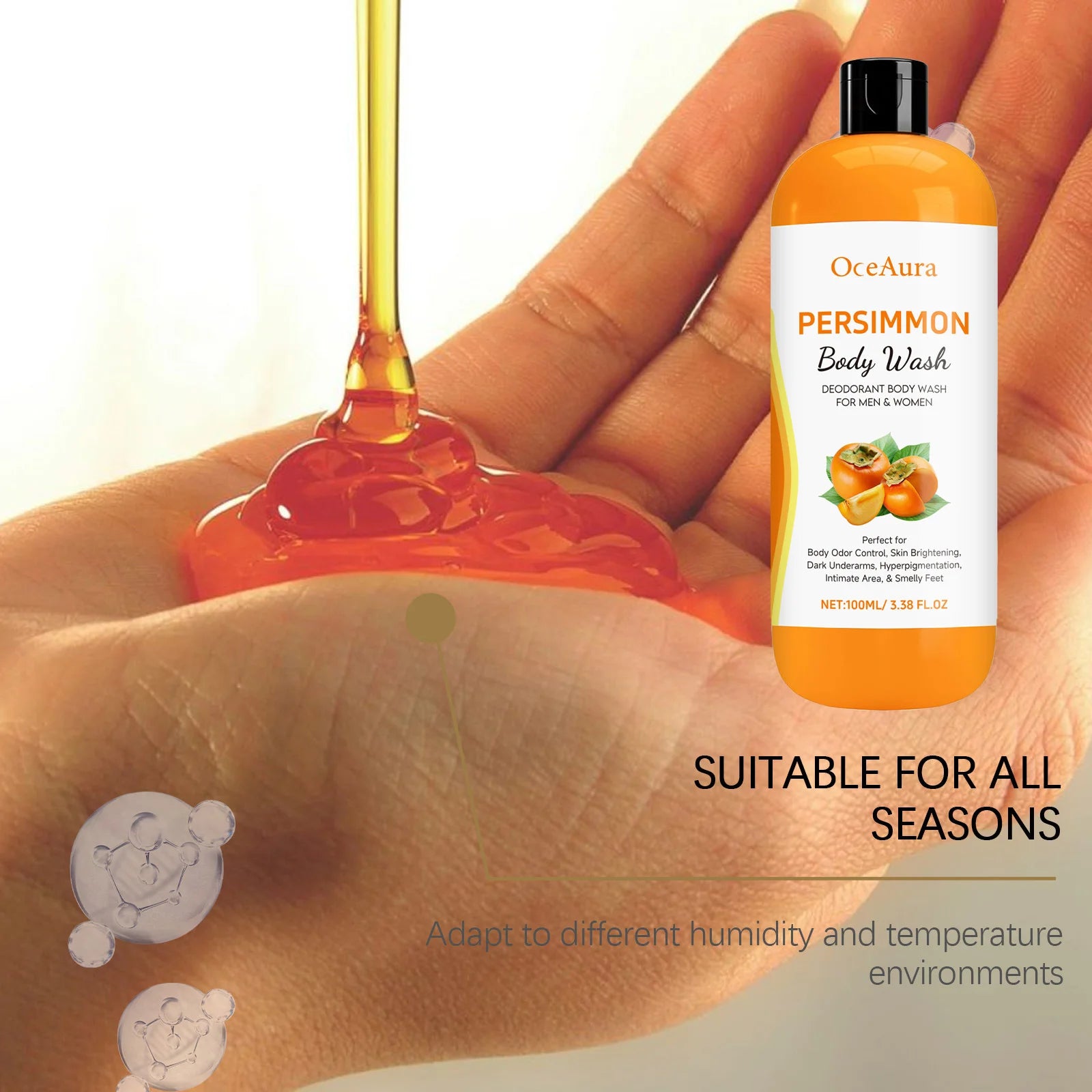 Persimmon Body Wash For Body Gentle Cleansing Moisturizing Eliminating Odor Control Remover Bath Products Exfoliating Body Care Zpaxo