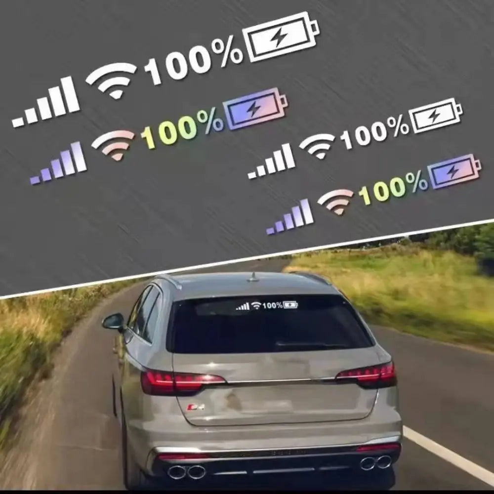 Personality Car Battery Light Sticker Luminous White 100 Wifi Level Zpaxo