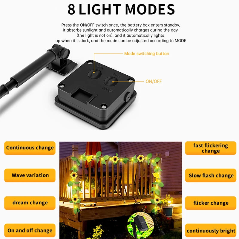 Chrysanthemum Solar Lights Hanging Vine Garland Lamp Home Garden Zpaxo