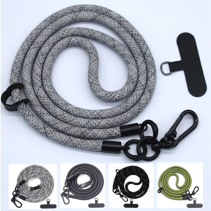 Universal Nylon Long Mobile Phone Lanyard Crossbody Hanging Shoulder Strap Detachable Neck Cord Anti-Lost Rope With Gasket Clip Zpaxo