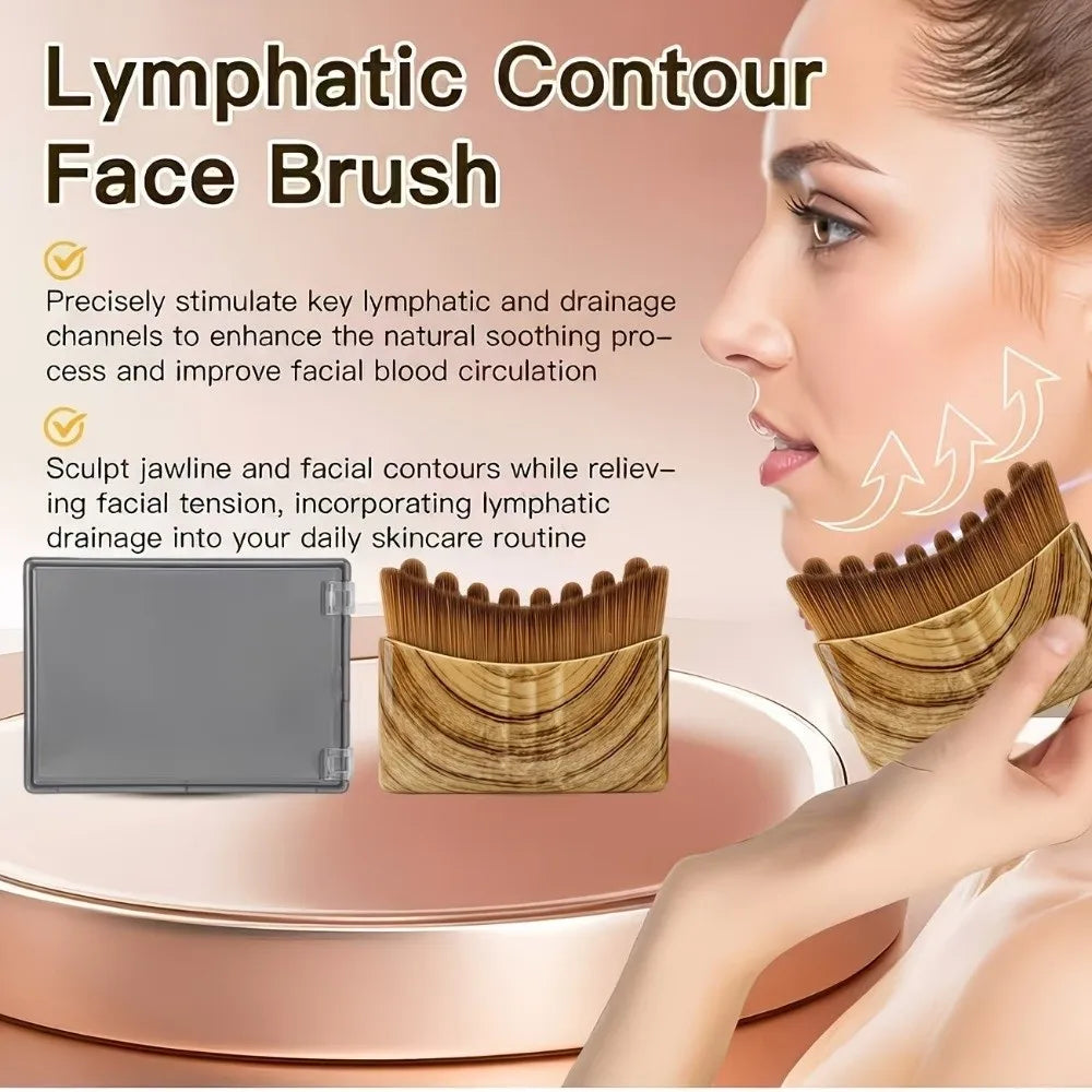 Leopard Print Lymphatic Contour Face Brush Square Shape Reduce Zpaxo