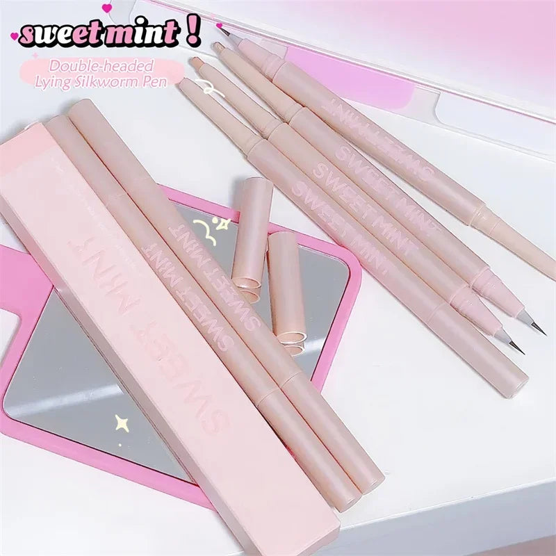 Double-headed Lying Silkworm Pencil Natural Non-smudge Matte Pearlescent Fine Flash Brightening Shadow Pen Highlighting Pen Zpaxo