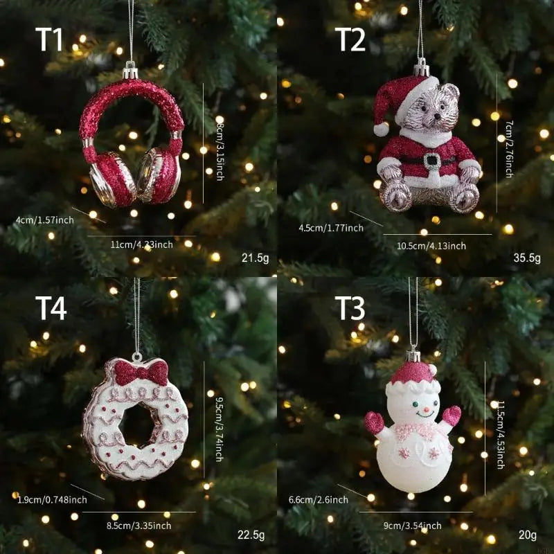 Christmas Bear Cake Hangers ABS Materials Shatterproof Holiday