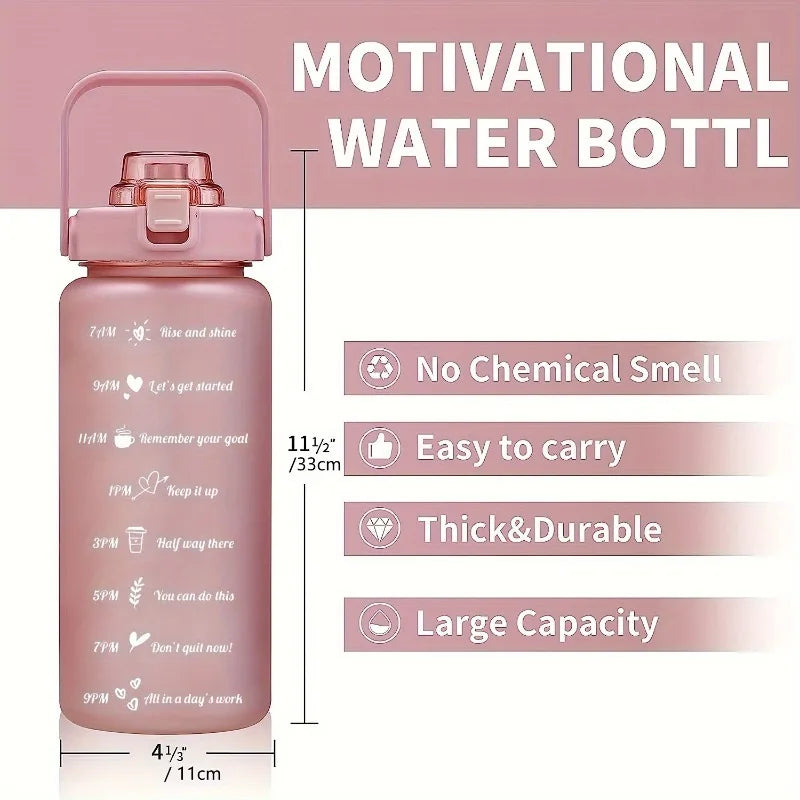 Gallon Water Bottle Motivational Time Marker Removable Straw Flip Lid