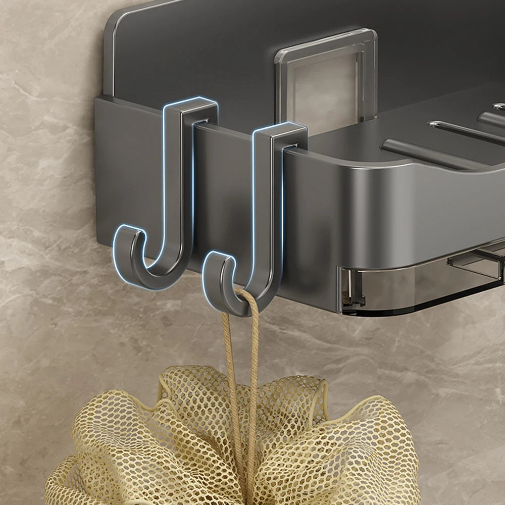 No-Drill Wall Soap Dish Holder with Drain Tray | Bathroom