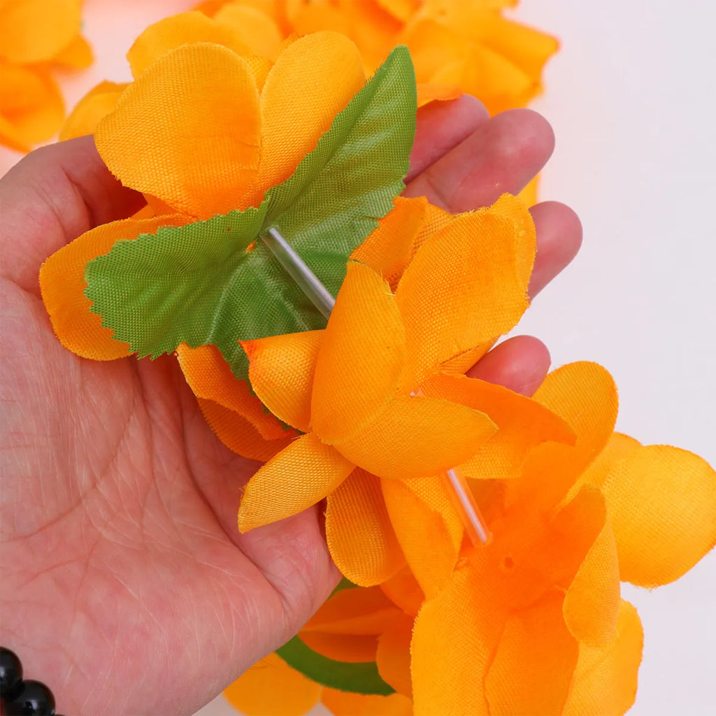 1Set Hawaiian Garland Set Includes Floral Wreath Necklace Bracelets Exquisite Handmade Delicate Flowers Tropical Party Accessory Zpaxo