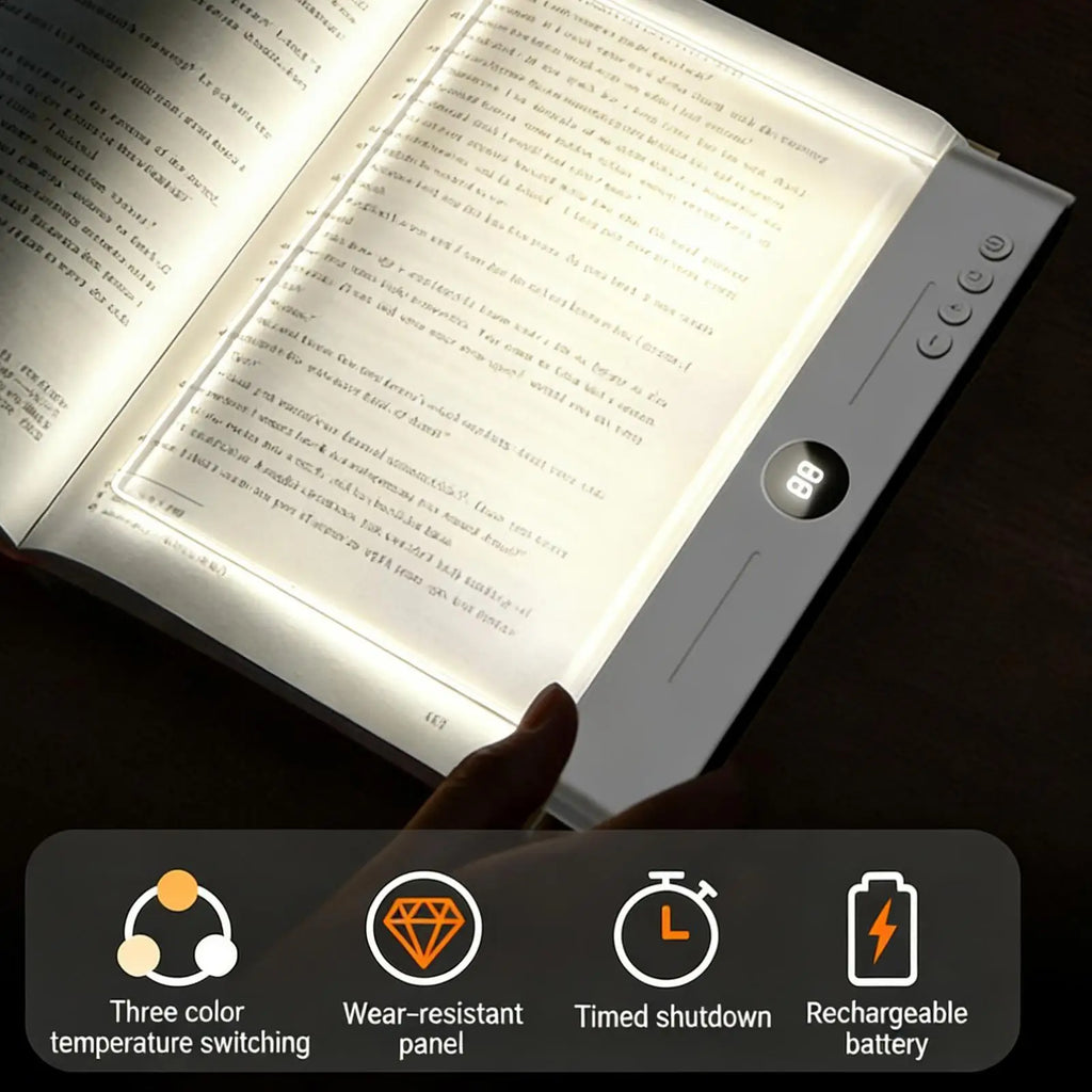 Rechargeable Book Light Reading Bed Dimmable LED Panel Lamp Eye