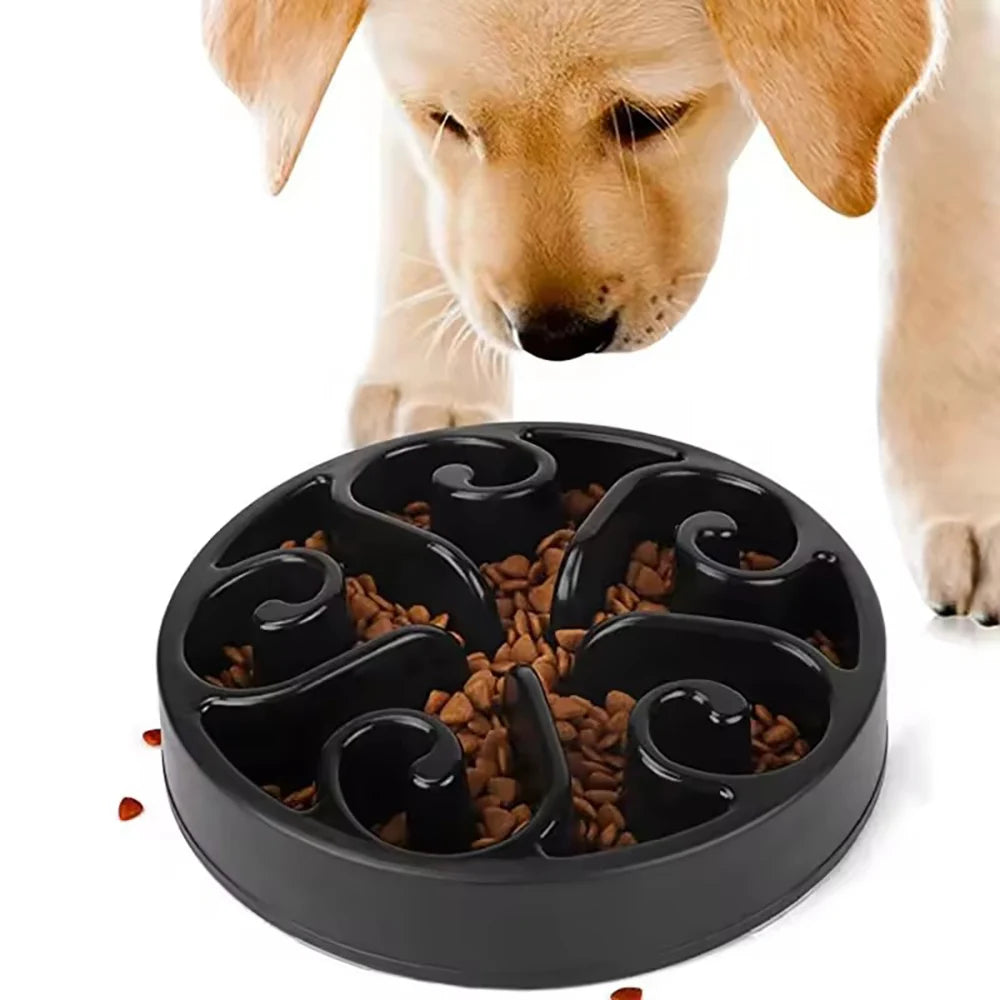 Pet Dog Slow Feeder Bowl Fun Non Slip Anti-gulping Slower Food Zpaxo black