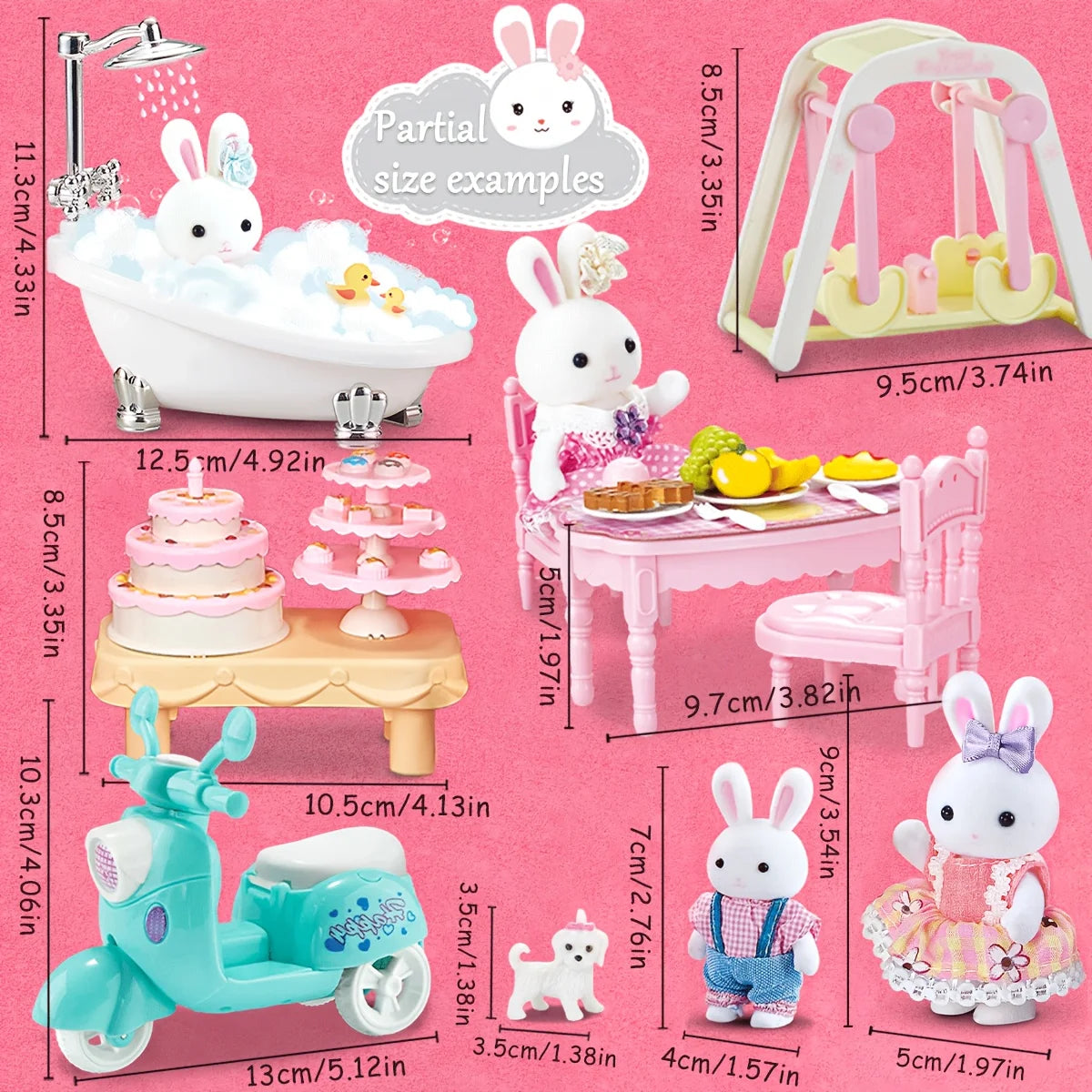 Little Rabbit Bedroom Kitchen Outdoor Gameslovely Scene Play Toys