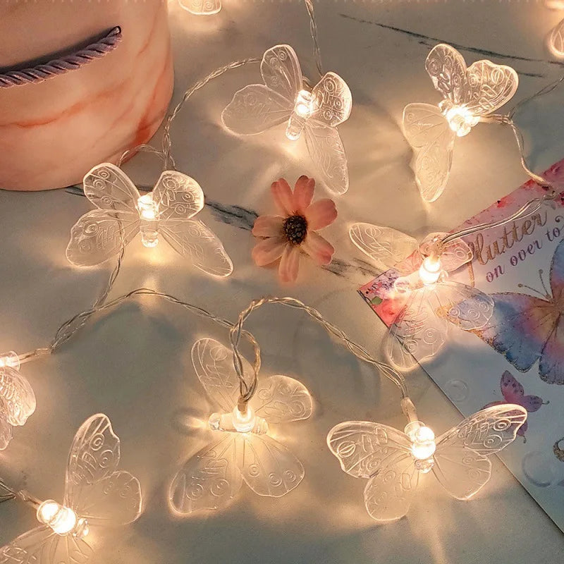 Butterfly-shaped Solar String Lights LED Fairy Indoor Outdoor Garden Zpaxo White 7M 50 Iight