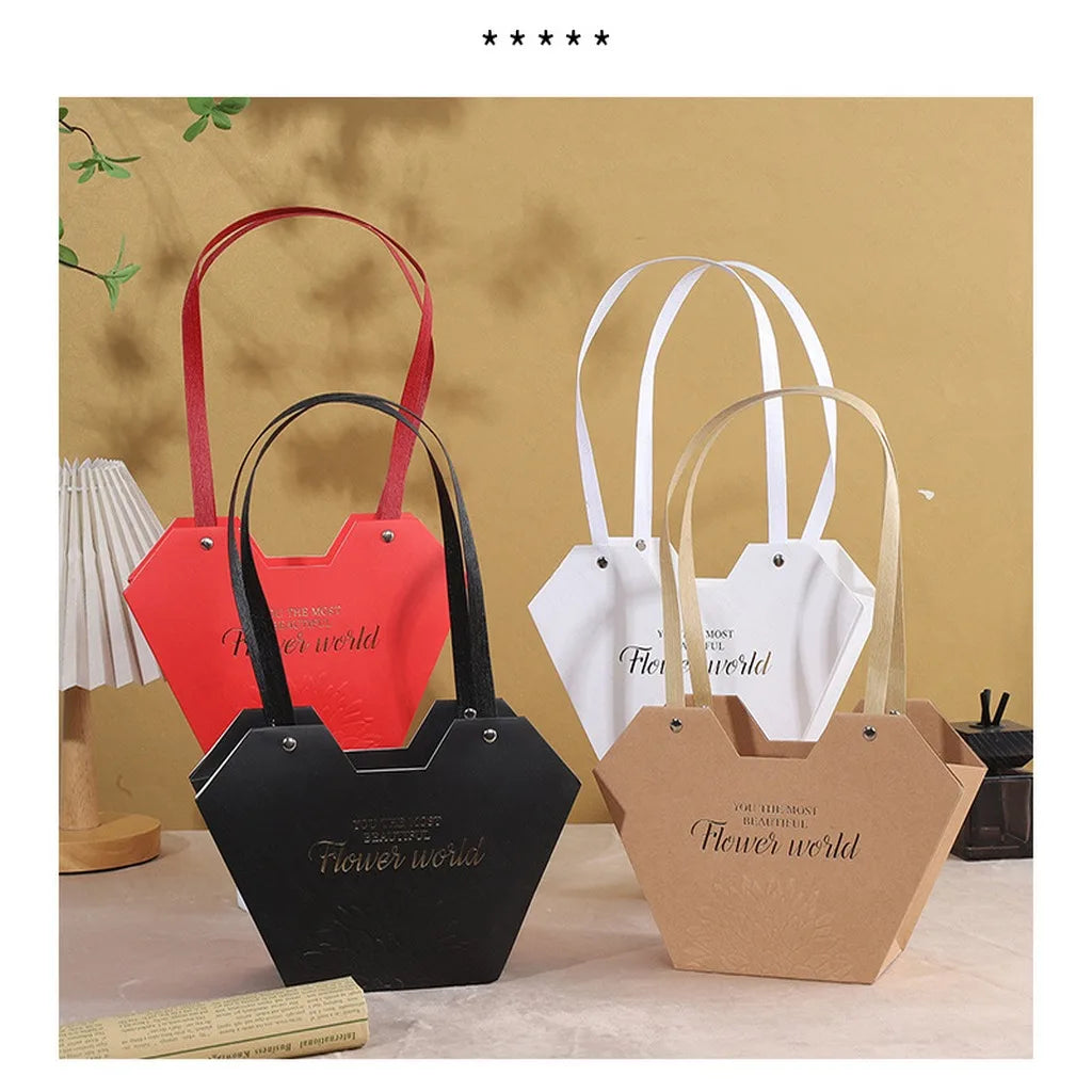 Heart-Shaped Paper Flower Gift Box with Handle | DIY Floral Floral Gift Box Zpaxo